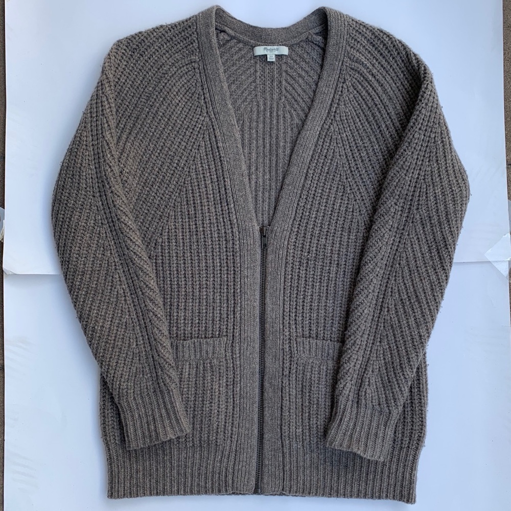 Madewell zip front chunky cardigan XS